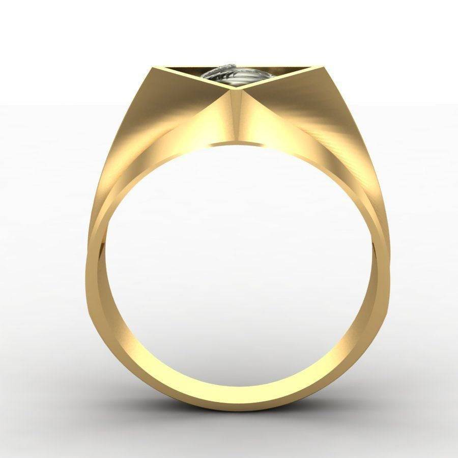 Classy Geometric Single Stone Diamond Ring for Men